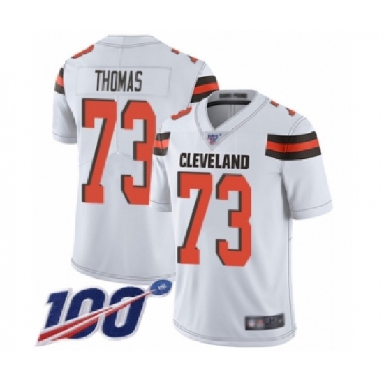 Men's Cleveland Browns #73 Joe Thomas White Vapor Untouchable Limited Player 100th Season Football Jersey