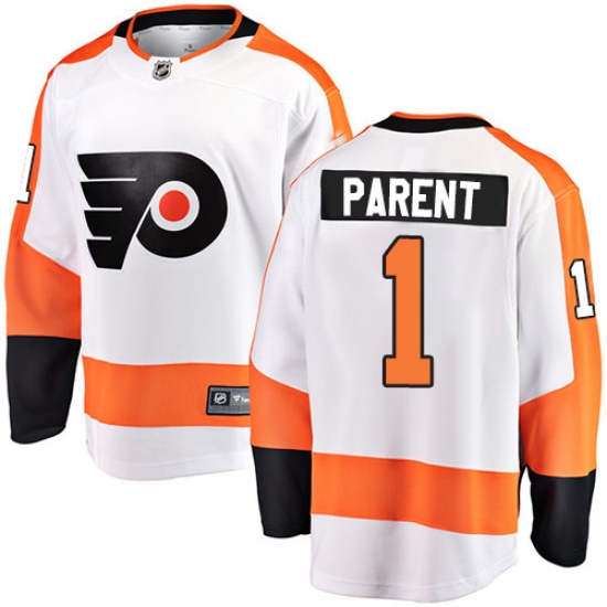 Men's Philadelphia Flyers #1 Bernie Parent Fanatics Branded White Away Breakaway NHL Jersey - Ujersey