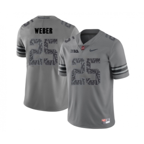 Ohio State Buckeyes 25 Mike Weber Gray Shadow College Football Jersey - Ujersey