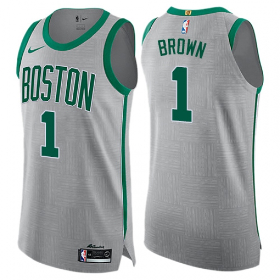 Men's Nike Boston Celtics #1 Walter Brown Authentic Gray NBA Jersey - City Edition - Ujersey