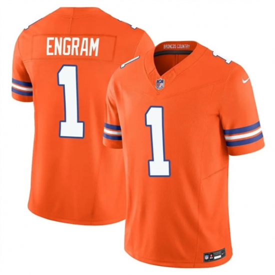 Men's Denver Broncos #1 Evan Engram Orange F.U.S.E. Mile High Collection 1977 Throwback Vapor Limited Football Stitched Jersey - Ujersey