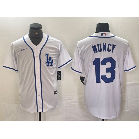 Men's Los Angeles Dodgers #13 Max Muncy White Cool Base Stitched Baseball Jersey - Ujersey