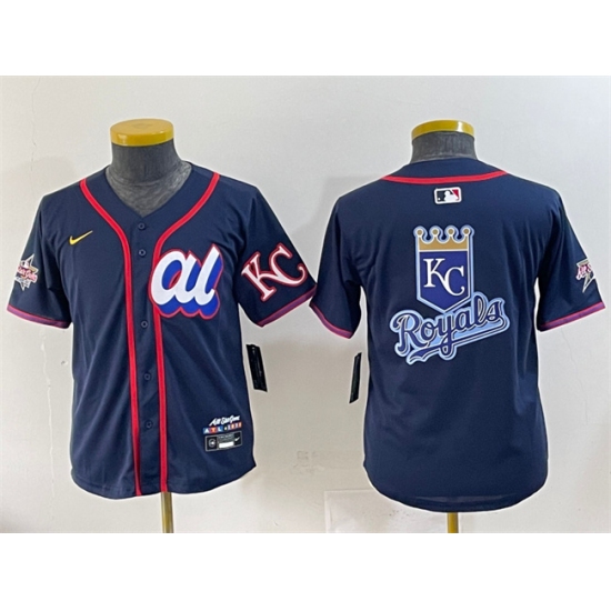 Women's American League Kansas City Royals Team Big Logo Navy 2025 All-Star Edition Limited Stitched Baseball Jersey(Run Small)