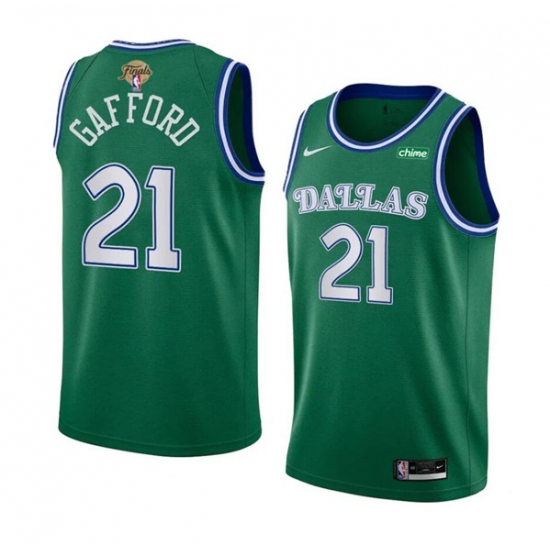 Men's Dallas Mavericks #21 Daniel Gafford Green 2024 Finals Classic Edition Stitched Basketball Jersey - Ujersey