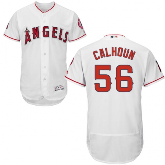 Men's Majestic Los Angeles Angels of Anaheim #56 Kole Calhoun White Home Flex Base Authentic Collection MLB Jersey - Ujersey