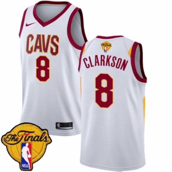 Men's Nike Cleveland Cavaliers #8 Jordan Clarkson Authentic White 2018 NBA Finals Bound NBA Jersey - Association Edition - Ujersey
