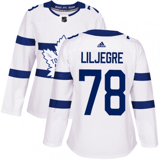 Women's Adidas Toronto Maple Leafs #78 Timothy Liljegren Authentic White 2018 Stadium Series NHL Jersey - Ujersey