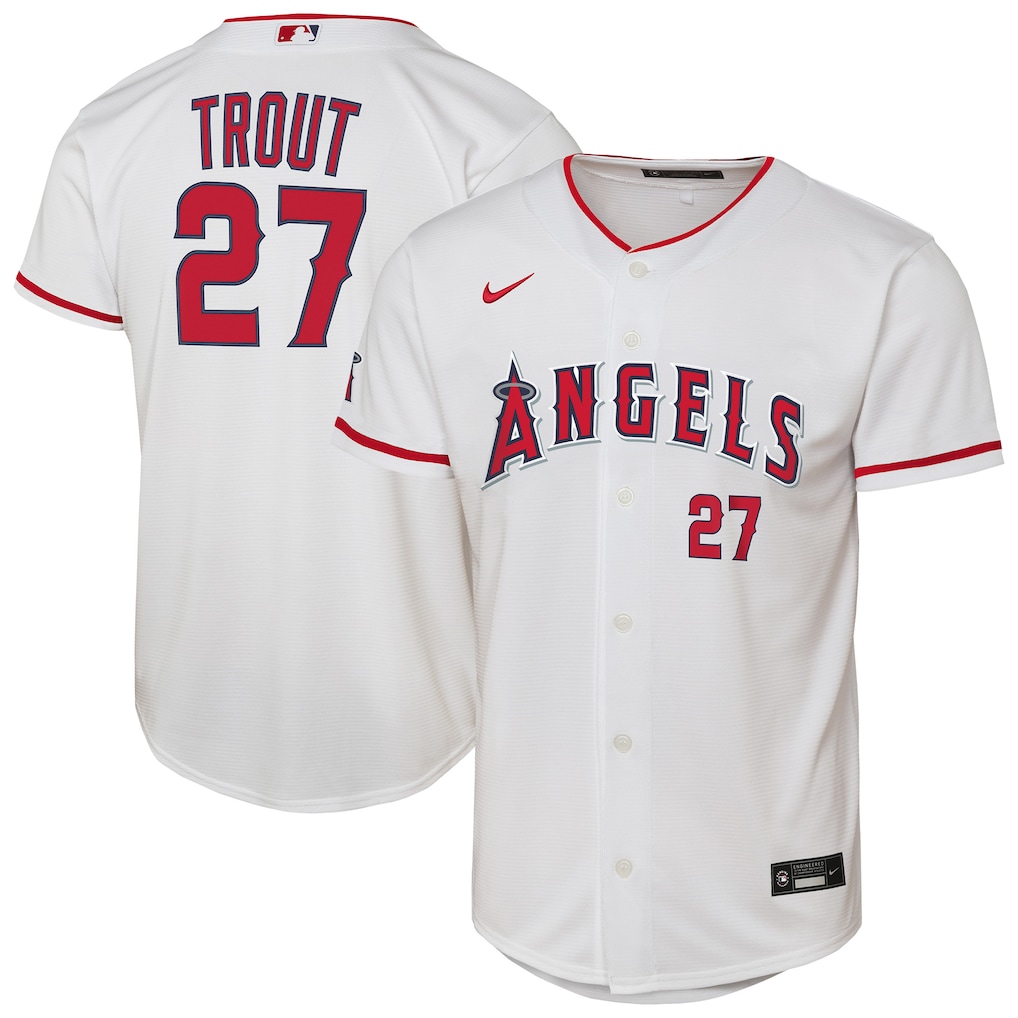 Youth Los Angeles Angels Mike Trout Nike White Home Stadium Player Jersey - Ujersey