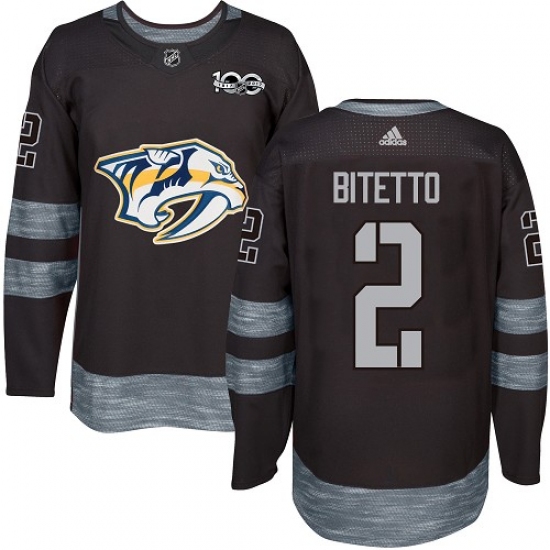 Men's Adidas Nashville Predators #2 Anthony Bitetto Authentic Black 1917-2017 100th Anniversary NHL Jersey