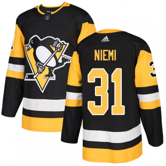 Men's Adidas Pittsburgh Penguins #31 Antti Niemi Authentic Black Home NHL Jersey - Ujersey