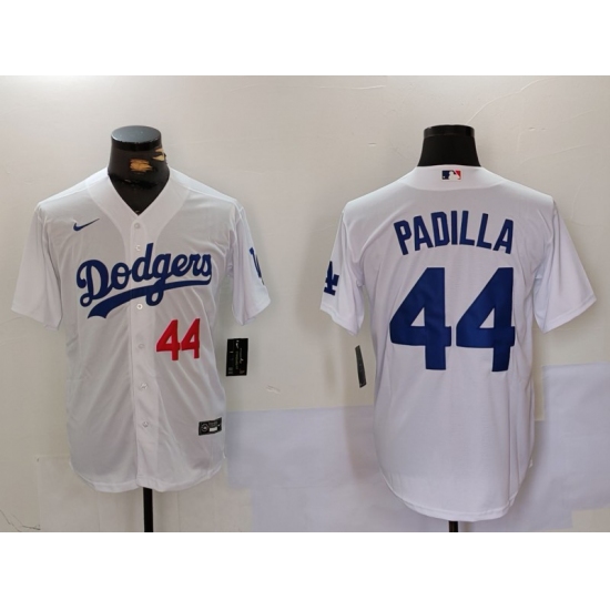 Men's Los Angeles Dodgers #44 Vicente Padilla Number White Cool Base Stitched Jersey - Ujersey