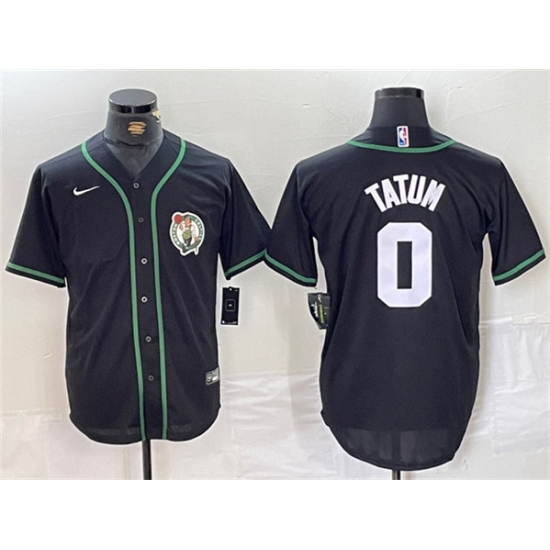 Men's Boston Celtics #0 Jayson Tatum Black With Stitched Baseball Jersey - Ujersey