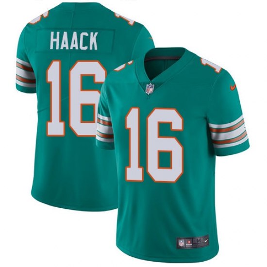 Men's Nike Miami Dolphins #16 Matt Haack Aqua Green Alternate Vapor Untouchable Limited Player NFL Jersey - Ujersey