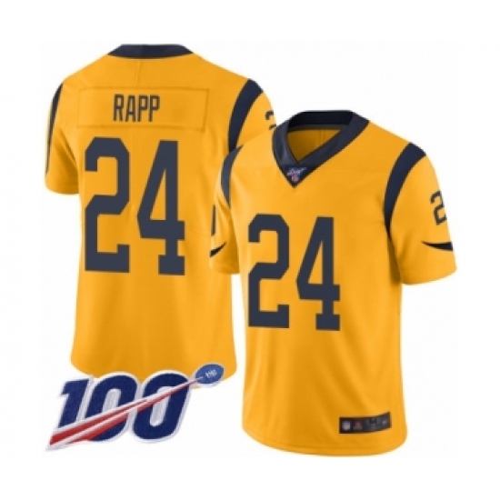 Men's Los Angeles Rams #24 Taylor Rapp Limited Gold Rush Vapor Untouchable 100th Season Football Jersey - Ujersey