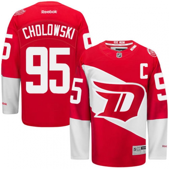 Men's Reebok Detroit Red Wings #95 Dennis Cholowski Authentic Red 2016 Stadium Series NHL Jersey - Ujersey