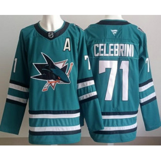 Men's San Jose Sharks #71 Macklin Celebrini Teal Authentic Jersey - Ujersey
