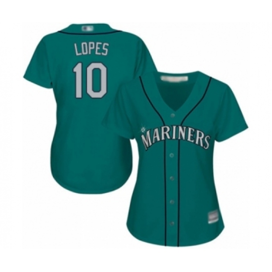 Women's Seattle Mariners #10 Tim Lopes Authentic Teal Green Alternate Cool Base Baseball Player Jersey - Ujersey