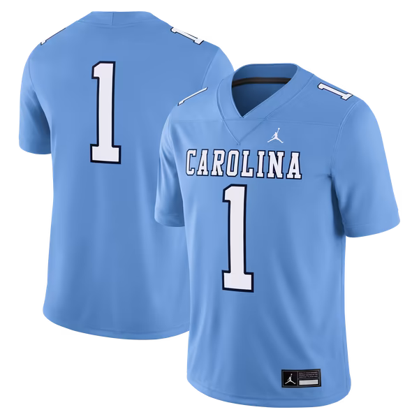 Men's Jordan Brand #1 Carolina Blue North Carolina Tar Heels Alternate Game Football Jersey