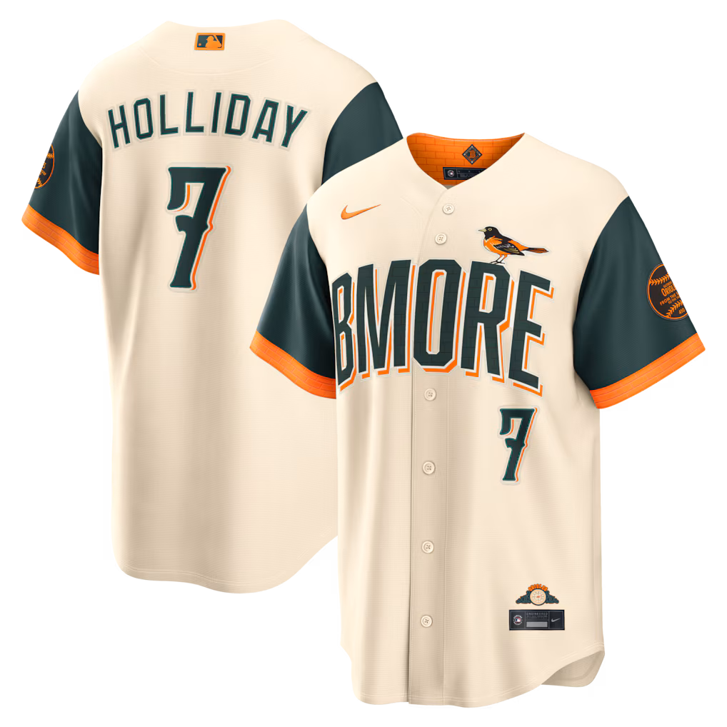 Men's Baltimore Orioles Jackson Holliday Nike Cream 2026 City Connect Stadium Jersey