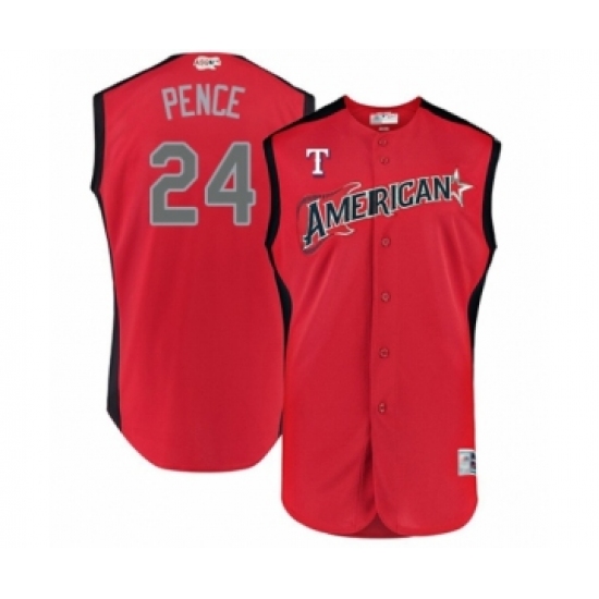 Youth Texas Rangers #24 Hunter Pence Authentic Red American League 2019 Baseball All-Star Jersey - Ujersey