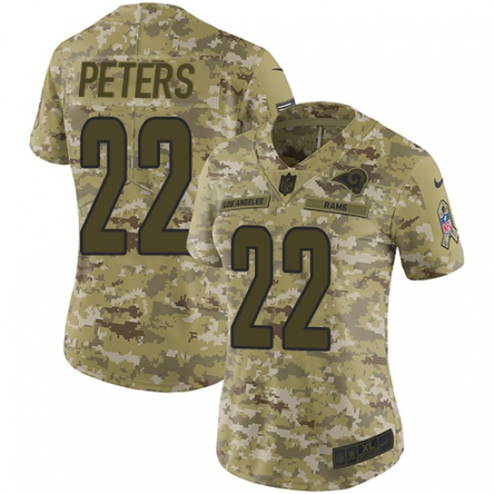 Women's Nike Los Angeles Rams #22 Marcus Peters Limited Camo 2018 Salute to Service NFL Jersey - Ujersey