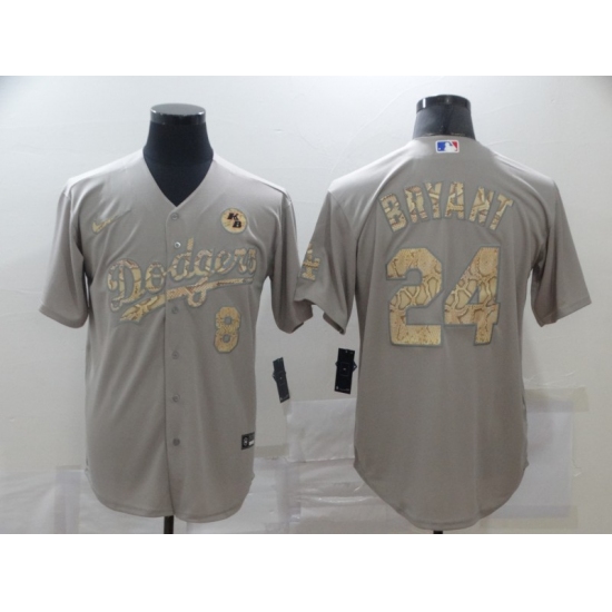 Men's Nike Mlb Los Angeles Dodgers Kobe Bryant Gray Fashion Version Jerseys - Ujersey