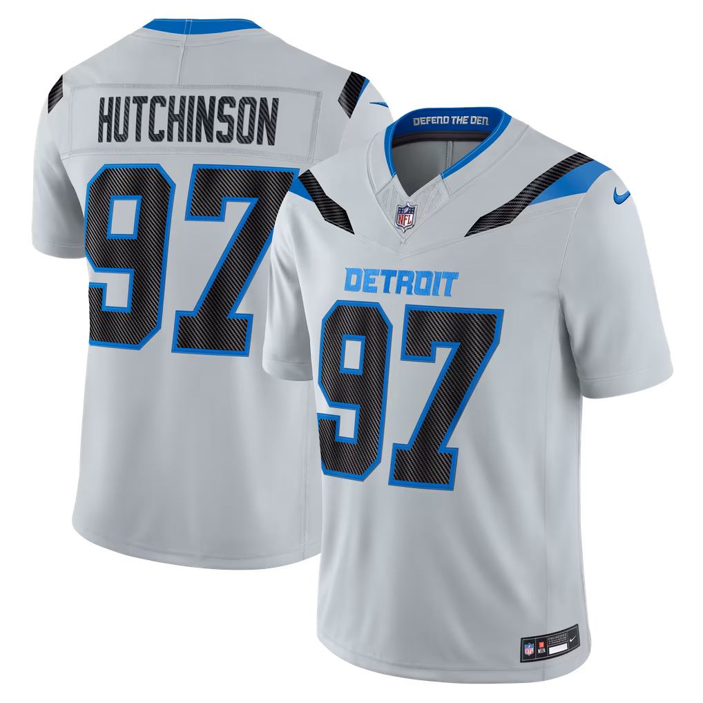 Men's Detroit Lions Aidan Hutchinson Nike Silver 2026 Rivalries Collection Stitched Limited Jersey - Ujersey