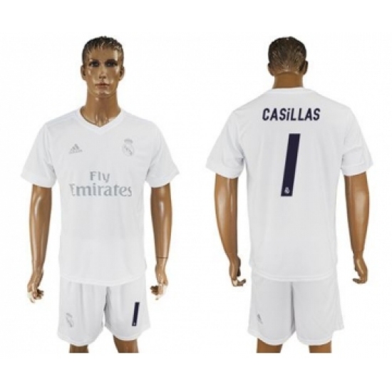 Real Madrid #1 Casillas Marine Environmental Protection Home Soccer Club Jersey