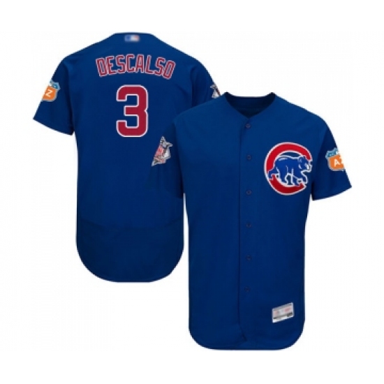 Men's Chicago Cubs #3 Daniel Descalso Royal Blue Alternate Flex Base Authentic Collection Baseball Jersey - Ujersey