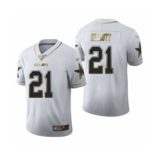 Men's Dallas Cowboys #21 Ezekiel Elliott White Golden Edition Limited Football Jersey - Ujersey