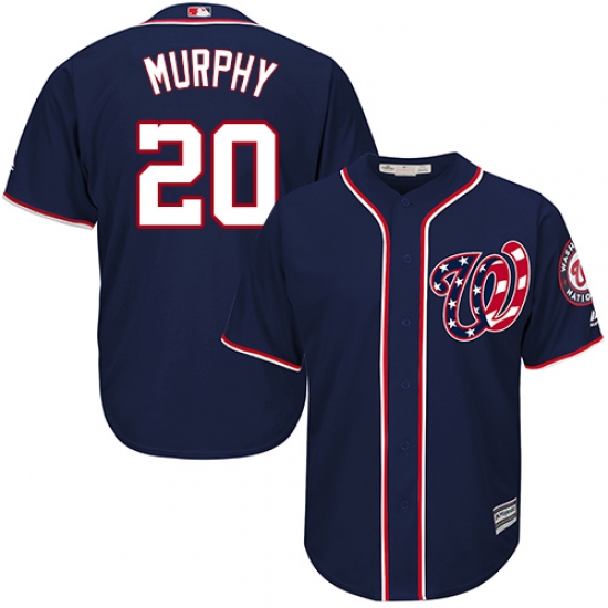 Men's Majestic Washington Nationals #20 Daniel Murphy Replica Navy Blue Alternate 2 Cool Base MLB Jersey - Ujersey