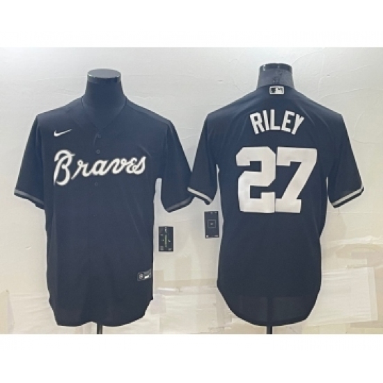 Men's Atlanta Braves #27 Austin Riley Black Turn Back The Clock Stitched Cool Base Jersey - Ujersey