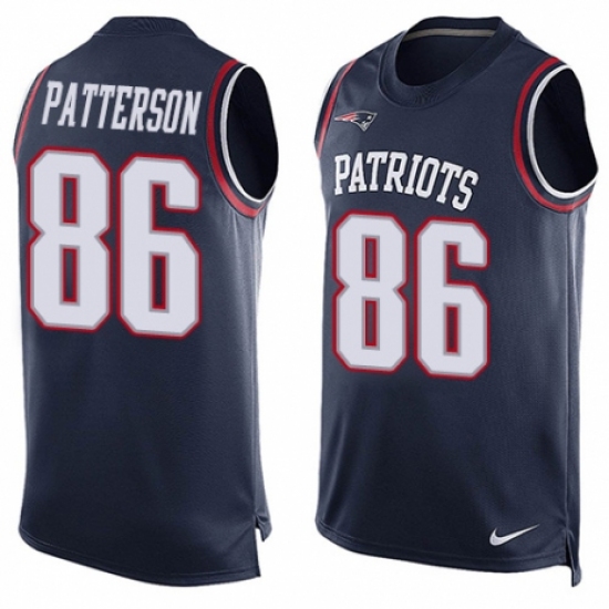Men's Nike New England Patriots #86 Cordarrelle Patterson Limited Navy Blue Player Name & Number Tank Top NFL Jersey - Ujersey