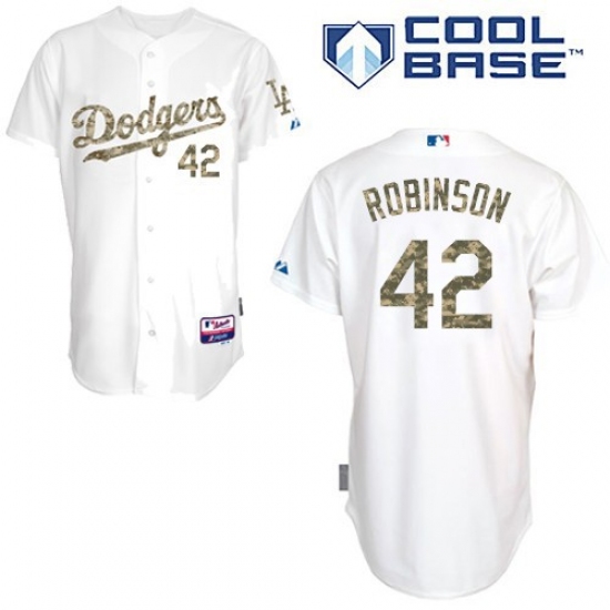 Men's Majestic Los Angeles Dodgers #42 Jackie Robinson Replica White USMC Cool Base MLB Jersey - Ujersey