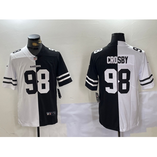 Men's Las Vegas Raiders #98 Maxx Crosby White Black Peaceful Coexisting Vapor Stitched Jersey - Ujersey