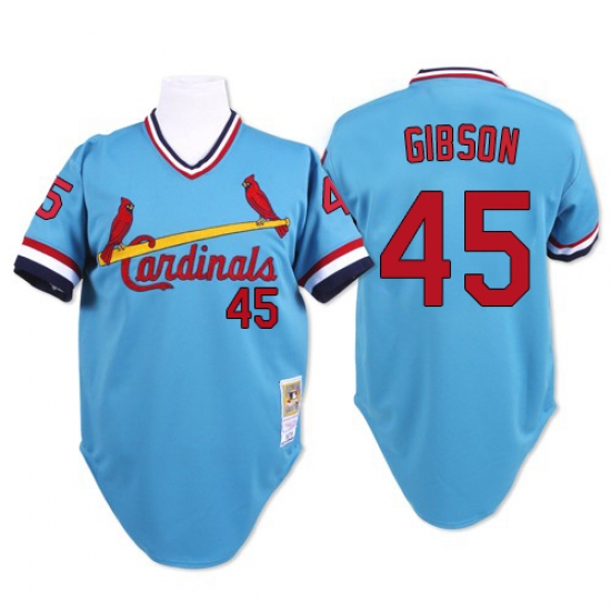 Men's Mitchell and Ness St. Louis Cardinals #45 Bob Gibson Replica Blue Throwback MLB Jersey - Ujersey