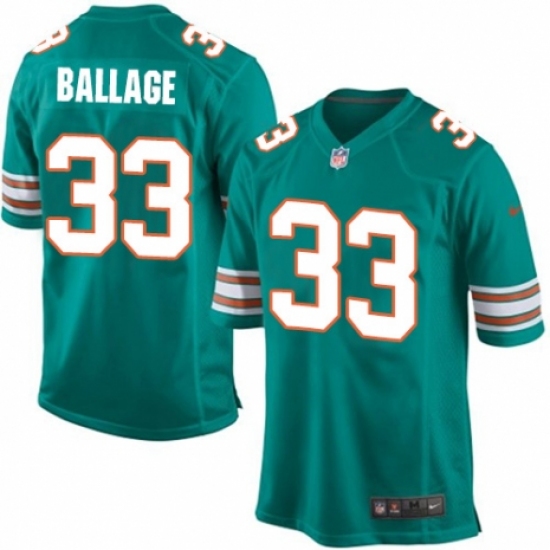 Men's Nike Miami Dolphins #33 Kalen Ballage Game Aqua Green Alternate NFL Jersey - Ujersey