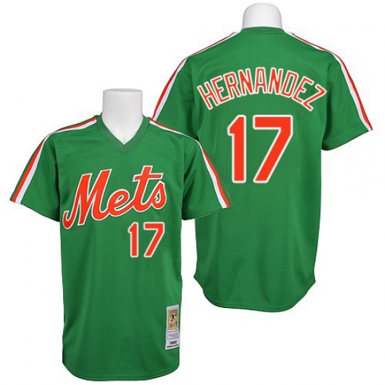 Men's Mitchell and Ness New York Mets #17 Keith Hernandez Authentic Green Throwback MLB Jersey - Ujersey
