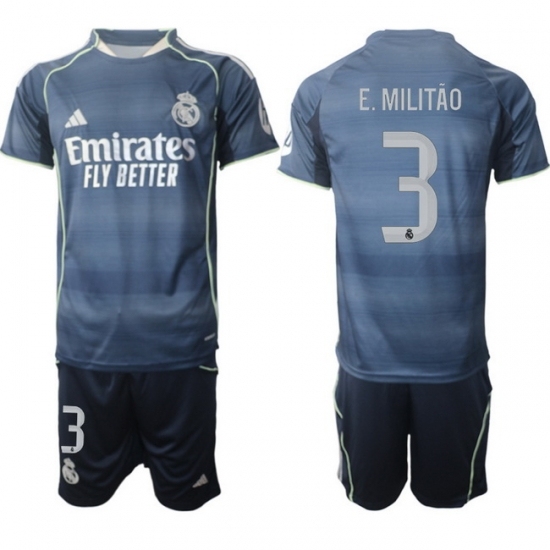 Men Real Madrid 2026 Soccer Jerseys DarkBlue #3 E.MILITAO