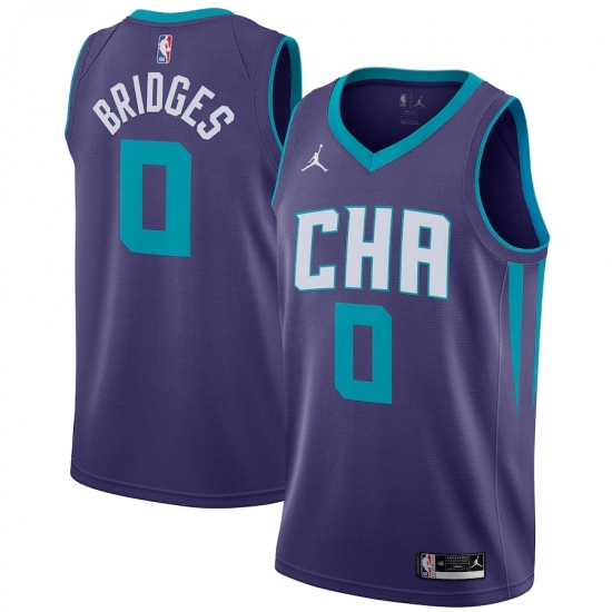 Men's Charlotte Hornets #0 Miles Bridges Jordan Brand Purple 2020-21 Swingman Jersey - Ujersey