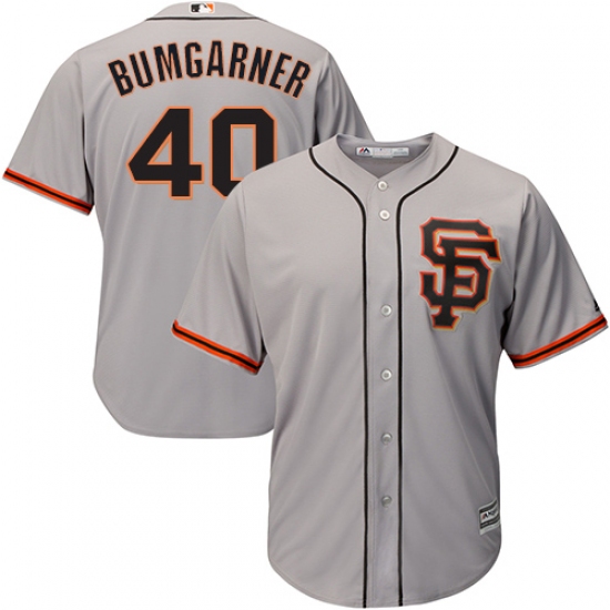 Youth Majestic San Francisco Giants #40 Madison Bumgarner Authentic Grey Road 2 Cool Base MLB Jersey - Ujersey