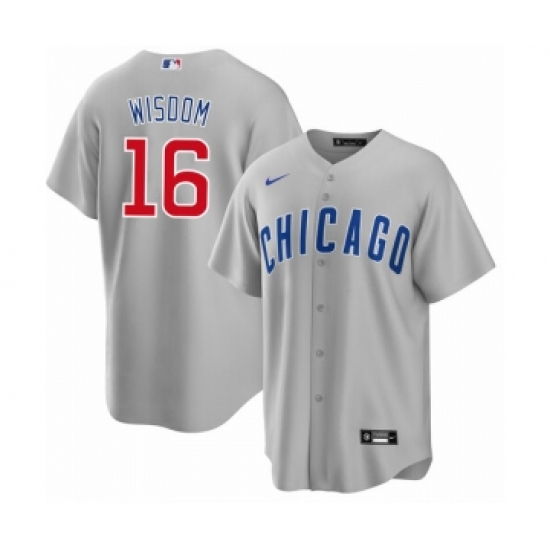 Men's Chicago Cubs #16 Patrick Wisdom Gray Cool Base Stitched Baseball Jersey - Ujersey