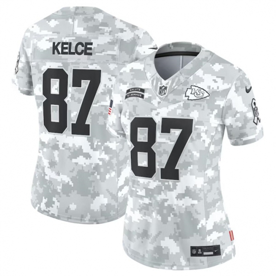 Women's Kansas City Chiefs #87 Travis Kelce 2024 F.U.S.E Arctic Camo Salute To Service Limited Stitched Football Jersey(Run Small) - Ujersey