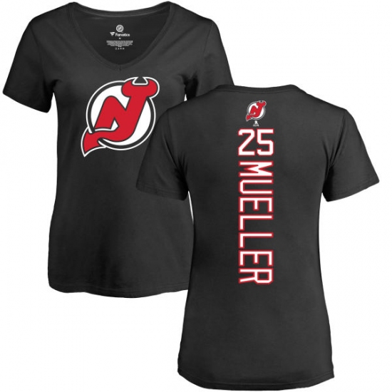 NHL Women's Adidas New Jersey Devils #25 Mirco Mueller Black Backer T-Shirt - ujerseystore