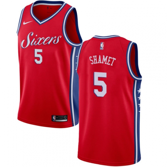 Youth Nike Philadelphia 76ers #5 Landry Shamet Swingman Red NBA Jersey Statement Edition - Ujersey