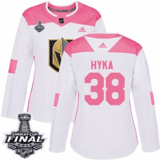 Women's Adidas Vegas Golden Knights #38 Tomas Hyka Authentic White/Pink Fashion 2018 Stanley Cup Final NHL Jersey - Ujersey