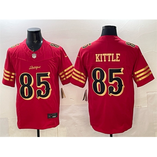 Men's San Francisco 49ers #85 George kittle Red Gold 2025 F.U.S.E. “Rivalries” Vapor Limited Football Stitched Jersey - Ujersey