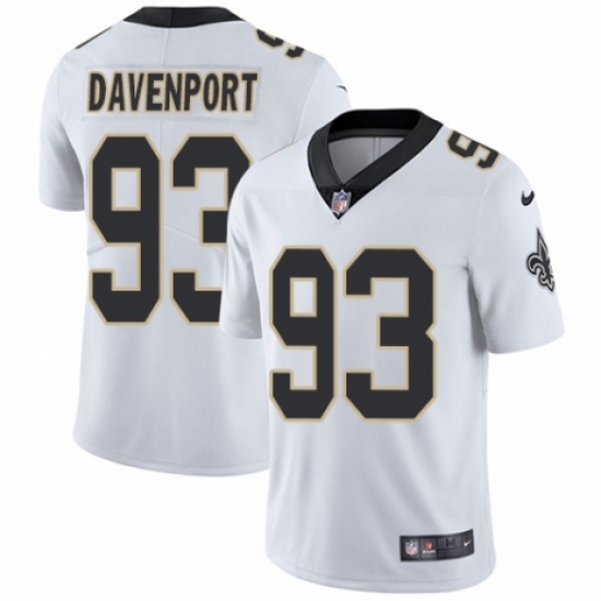 Men's Nike New Orleans Saints #93 Marcus Davenport White Vapor Untouchable Limited Player NFL Jersey - Ujersey
