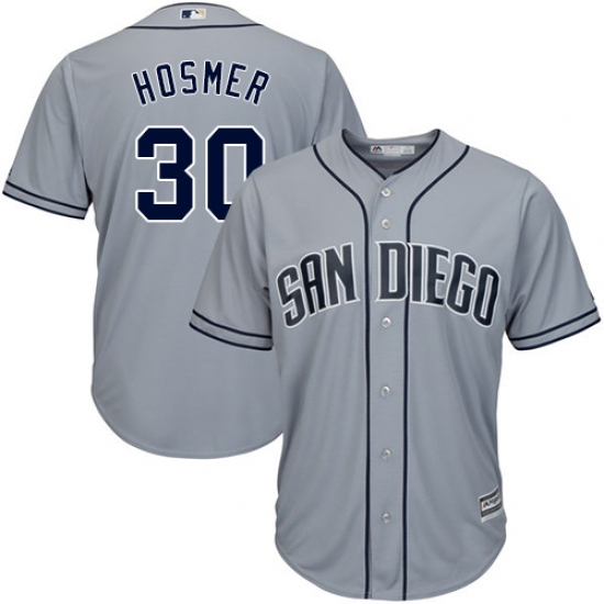 Men's Majestic San Diego Padres #30 Eric Hosmer Replica Grey Road Cool Base MLB Jersey - Ujersey