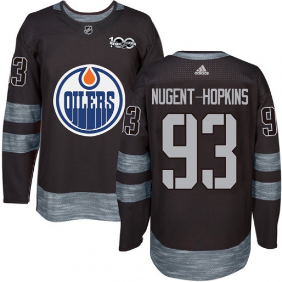 Men's Adidas Edmonton Oilers #93 Ryan Nugent-Hopkins Authentic Black 1917-2017 100th Anniversary NHL Jersey - Ujersey